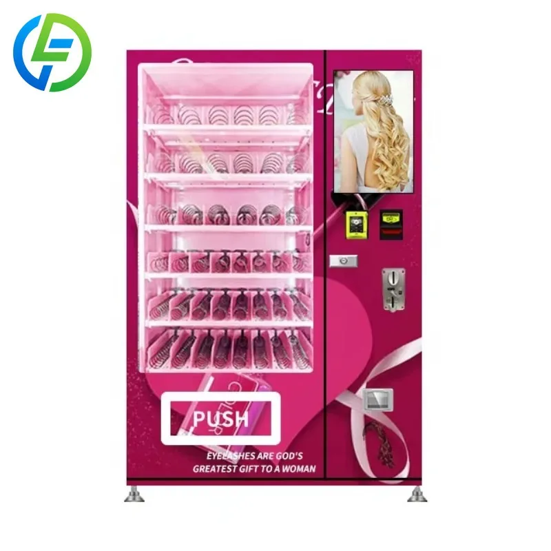 

Customized Unattended 24 Hour Beauty Vending Machine for Human Hair and Makeup with Pink Big Touch Screen Business Ready