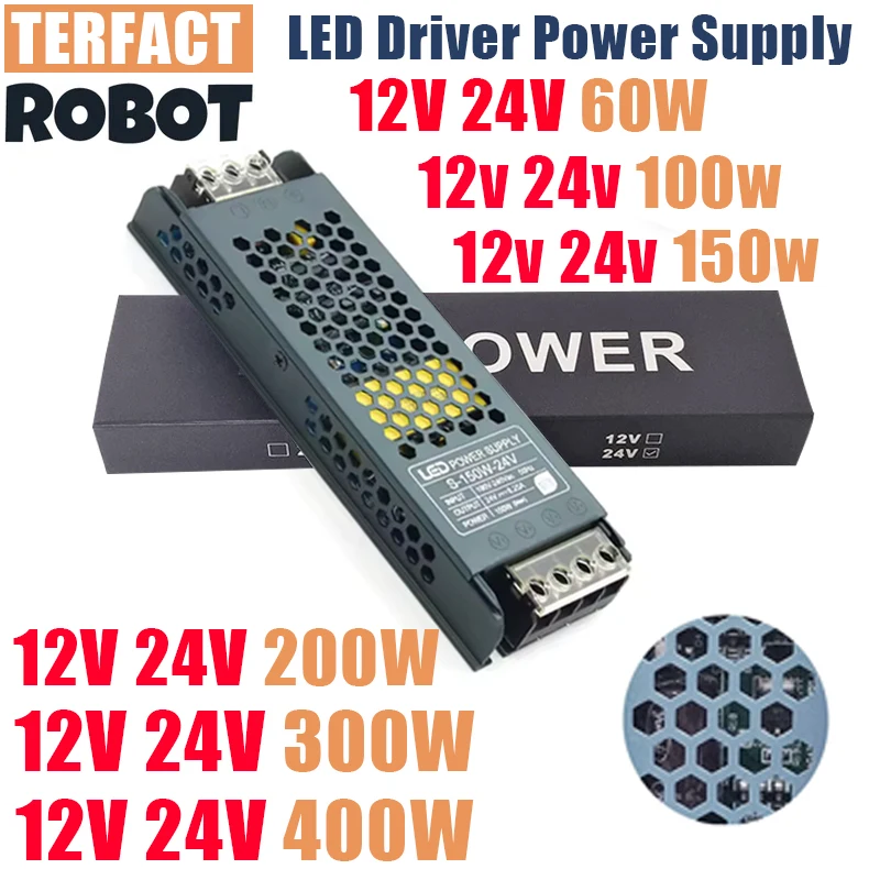 LED Driver 12 V Volt 24V DC Power Supply AC 190 220V To 12V Transformador 24V 60W 100W 150W 200W 300W 400W For LED Strip Light ﻿