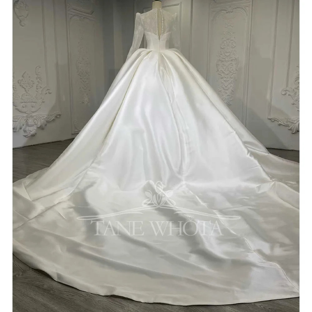 Настраиваемое свадебное платье с v-образным вырезом, длинными рукавами, вышивкой на молнии и пуговицами для женщин