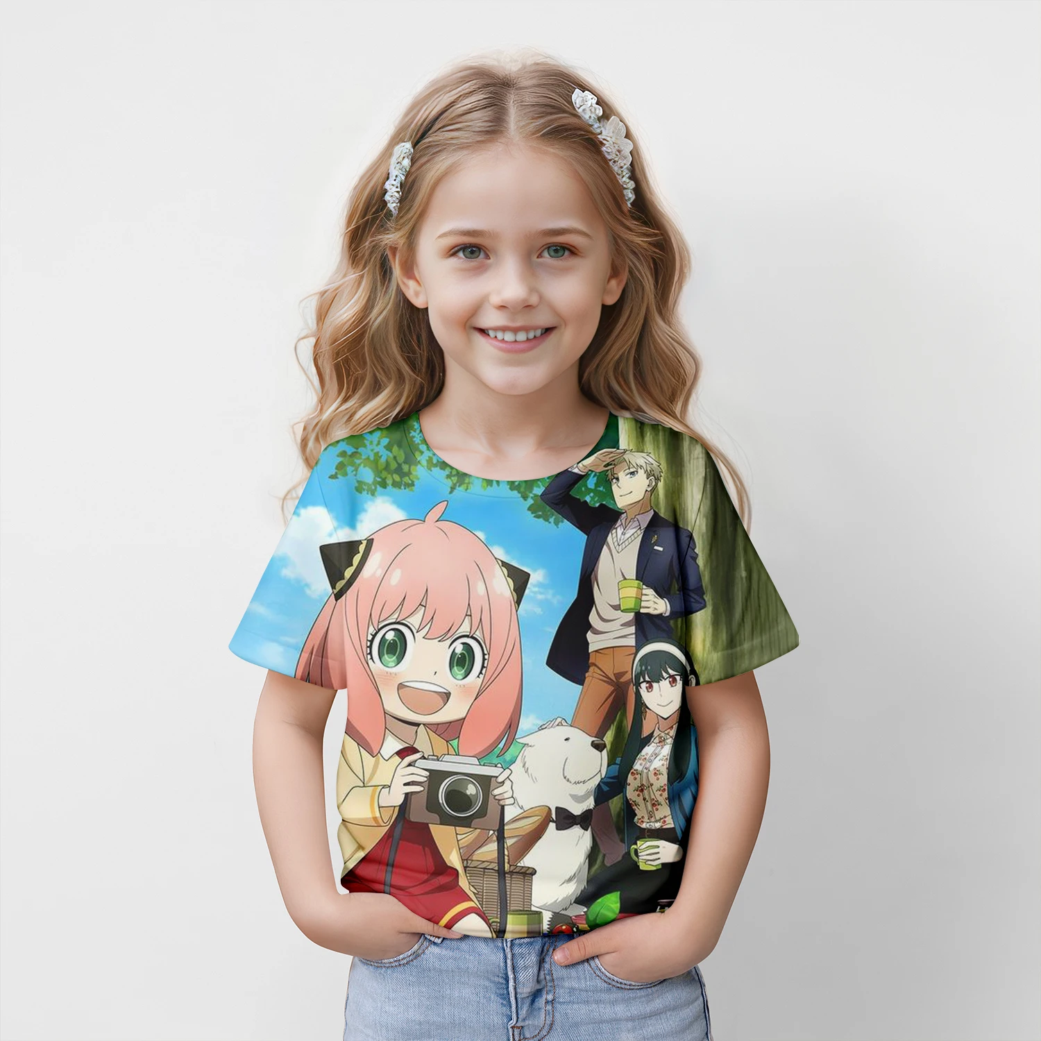 Kids Anime Japanese Spy X Family Anya Forger Graphic Print T Shirt Streetwear Men Women Fashion Short Sleeve 100-5XL T Shirt