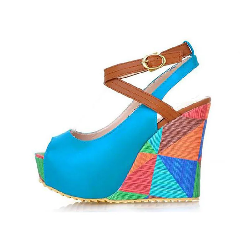 Spring and summer wedges sandals ultra high heels platform shoes female open toe platform shallow mouth platform sandals