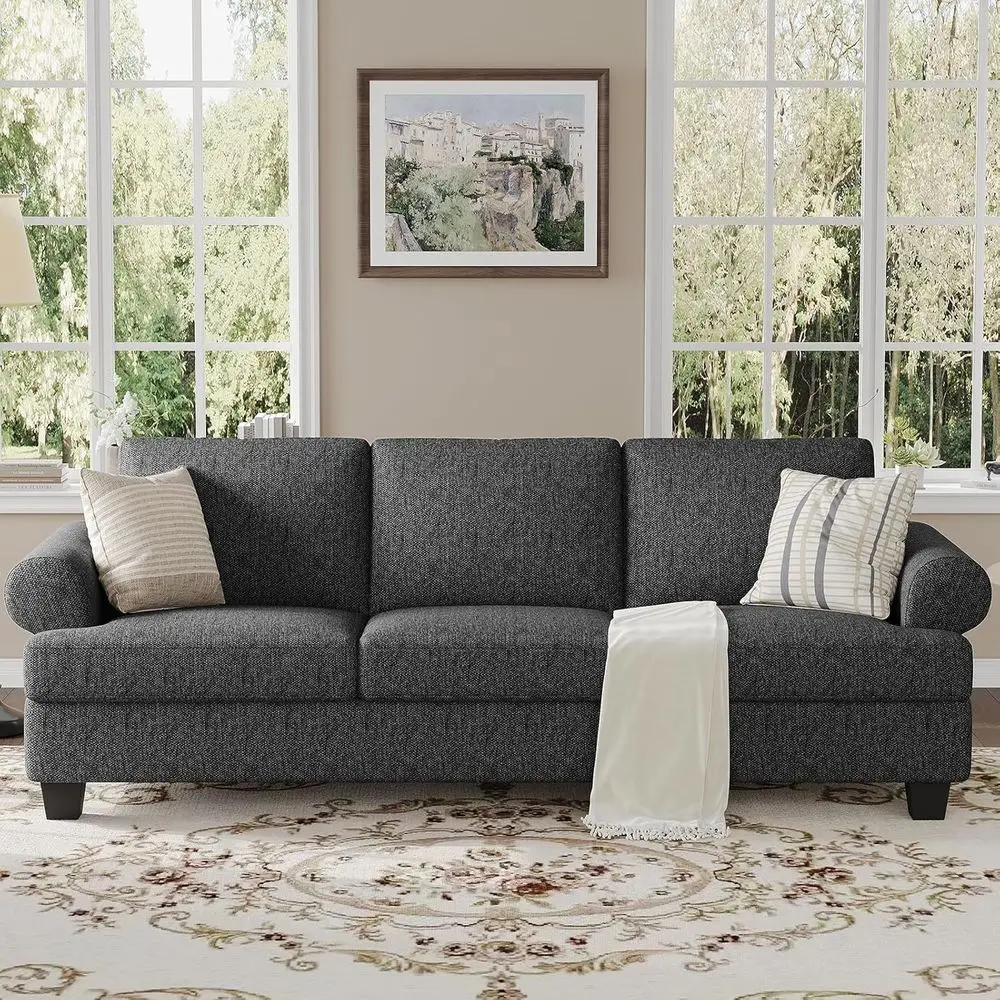91 Inch Lawson Soa with Extra Deep Seats Oversize, -Century 3-Seat Soa Couch, or Living Room, Aparent, Lounge, k Gray
