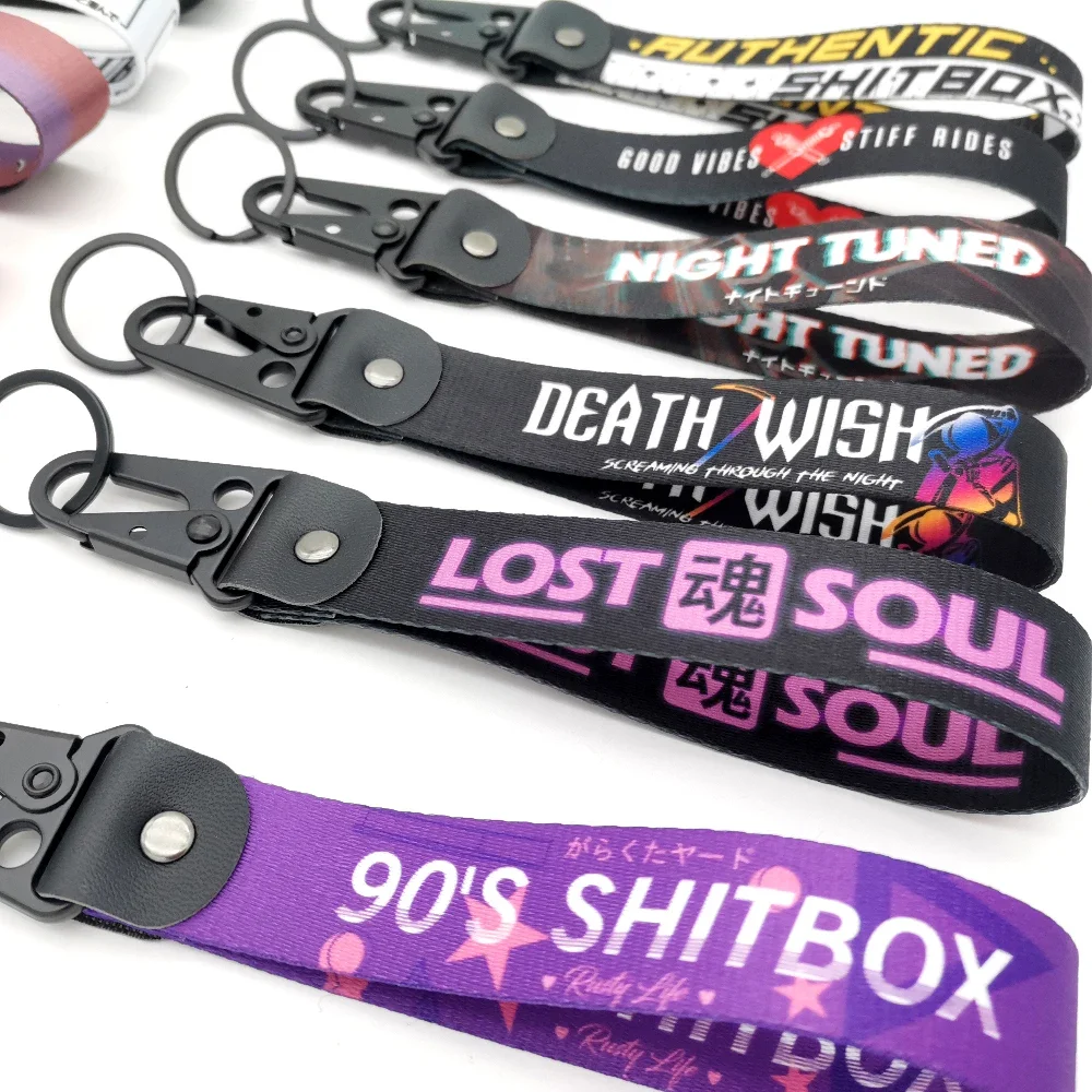 

New Jdm Style Key Ring Car Accessories Auto Key Tag Racing Car Motorcycle Keychain Steel Spring Clip Anime Car Pendant Key Chain