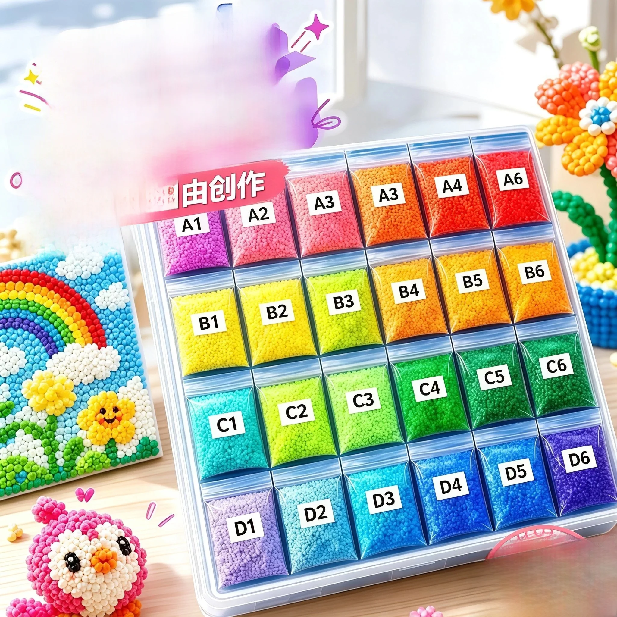 High Quality 221 Color Bean Tiles Supplement Pack 26mm Small Beans Complete Set of Color Stickers Magnetic Tile Building Blocks