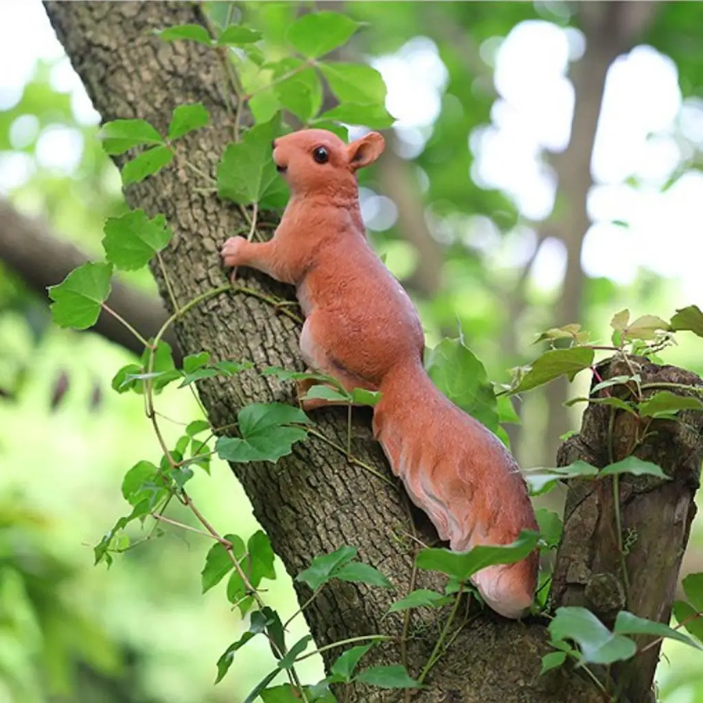 Vivid Squirrel Statue Large Garden Figurines Resin Lawn Sculpture for Home Office and Outdoor Decoration