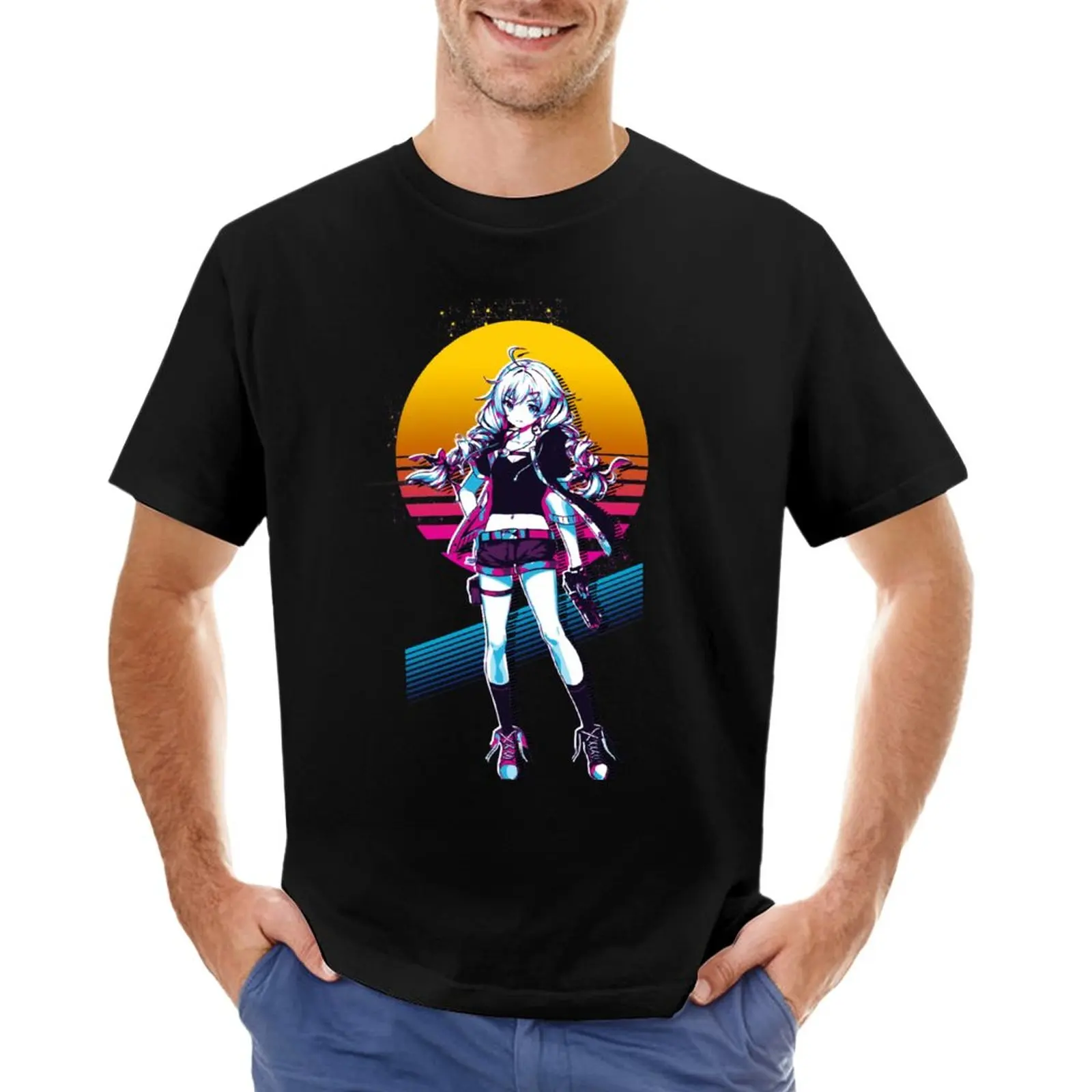 Honkai Impact - Kiana Kaslana *80s retro* T-Shirt Blouse tops heavyweights shirts graphic tees big and tall t shirts for men