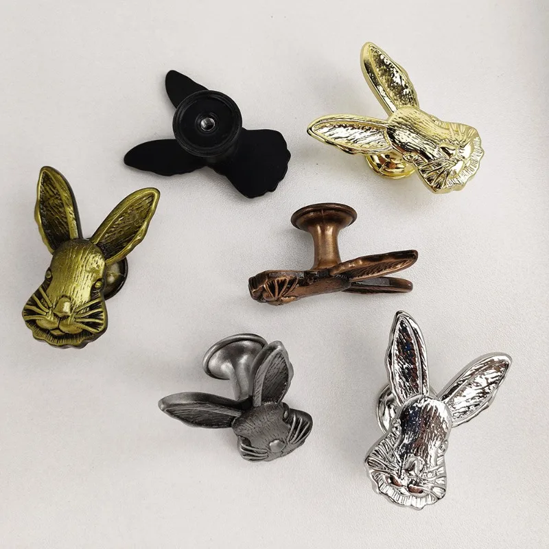 Nordic Style Rabbit Shape Cabinet Door Handle Cupboard Drawer Pulls Decor Solid Brass Furniture Hardware Drawers Handles