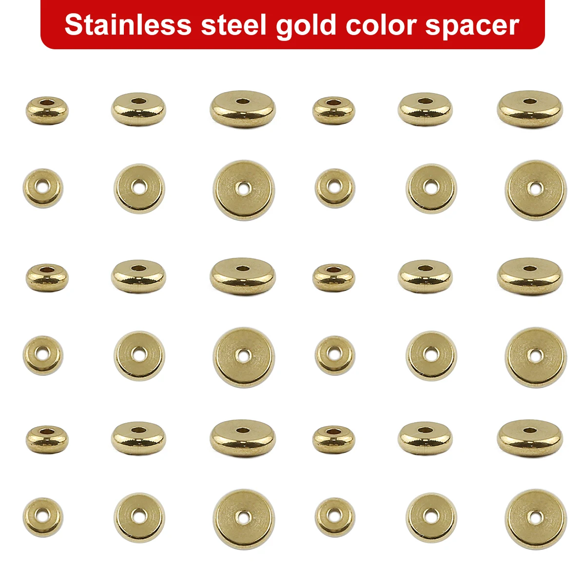 20pcs Golden Stainless Steel Flat Round Beads Disc Loose Spacer Beads For Jewelry Making DIY Bracelet Necklace Accessories 4-6MM