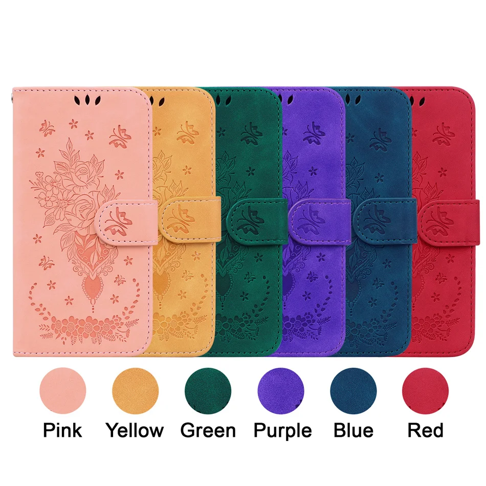 Cute Roses Phone Case For OnePlus One Plus 10R 10 9 8 8T Pro Nord N200 N100 N20 N10 CE2 CE 2 5G ACE Card Slots Wallet Cover D26G