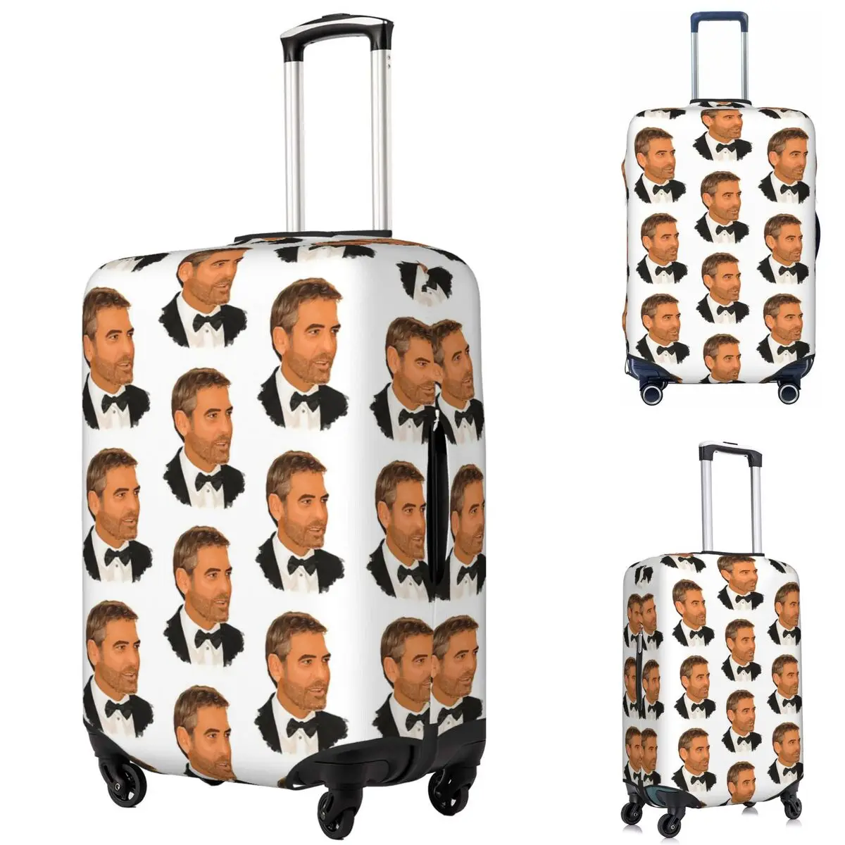 

George Clooney Digital Painting Suitcase Cover Protection Elastic Travel Luggage Protector Covers for 18-32 Inch