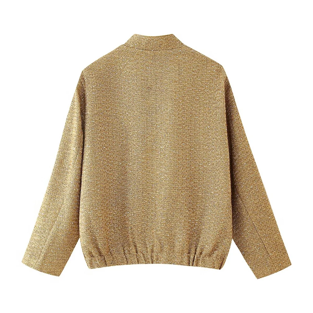 Podzimní nová dámská módní outfit s kapsou a třpytivou bundou v evropském a americkém stylu - náhled 4