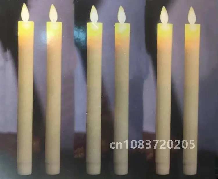 

Remote controlled Moving Flame Ivory Led Taper Candle Dancing Wick Candlestick Christmas Wedding Home table Decoration H23cm