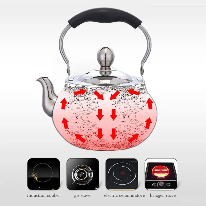 2L Stainless Steel Teapot Home Bubble Tea Kettle With Filter Thickened Stainless Steel Boiling Water Kettle With Long Handle