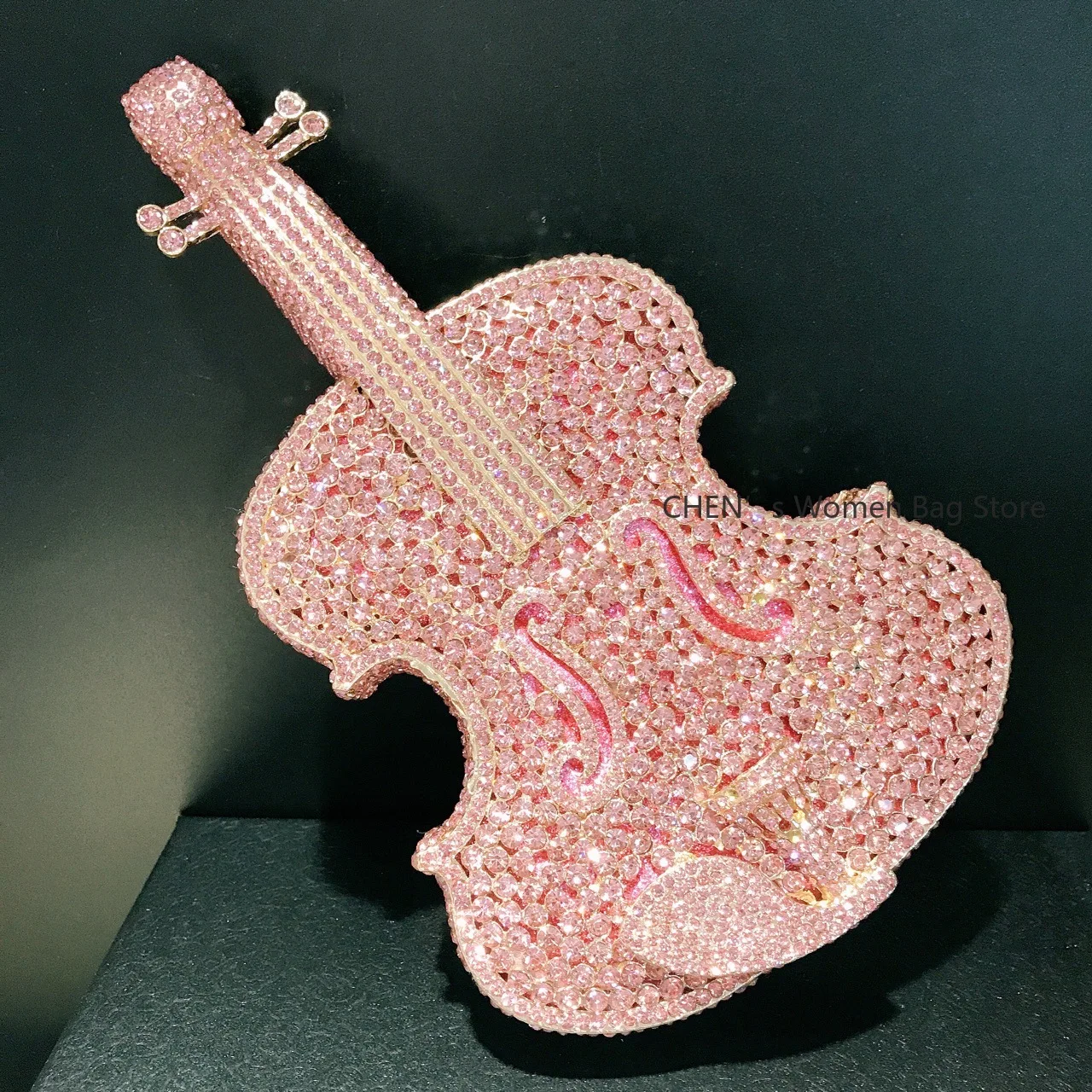 

Music Violin Shaped Crystal Evening Clutch Bags Women Novelty Rhinestone Wedding Purses and Handbags Luxury Design High Quality