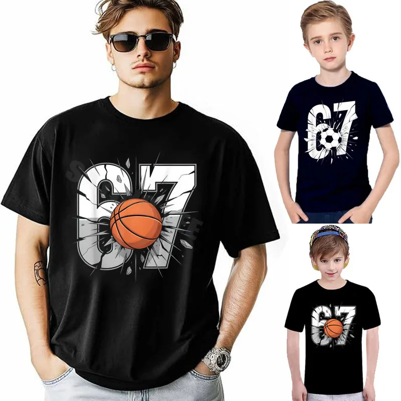 67 كرة القدم ستة سبعة 6 7 ميمي كرة السلة 67 الأولاد موضة تي شيرت Y2k الرياضة قائلا المحملة أبناء عيد ميلاد الجدة هدية قصيرة الأكمام