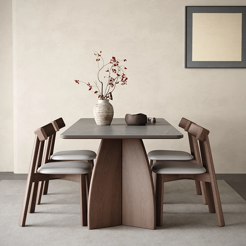 

Kitchen Table Wooden Dining Reception Tables Restaurant Rectangular Multifunction Chairs Elegant Dinning Mesa Sets Service