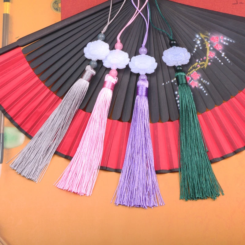 2pcs/Lot White Lotus Pendant Tassel Hanging Tassel Silk Fringe Bangs Flower Tassel Trim Key For Curtains Home Decor Accessories