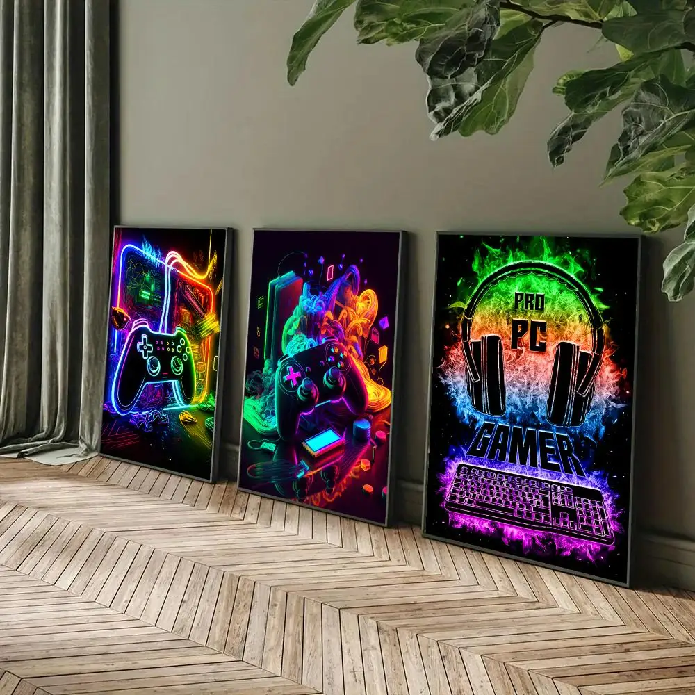 Neon Pro PC Gamer Poster Wall Art Poster Sticker For Living Room Bar Bedroom Home Decoration
