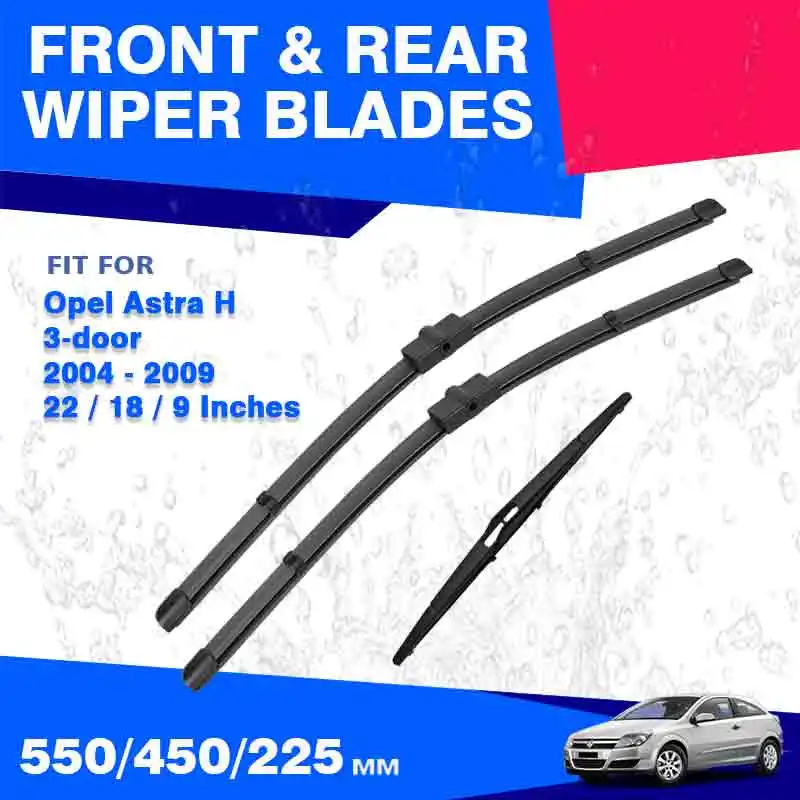 For Opel Astra H 3 door Hatchback 2004 - 2009 Front Rear Wiper Blades Set Windshield Windscreen Window 22