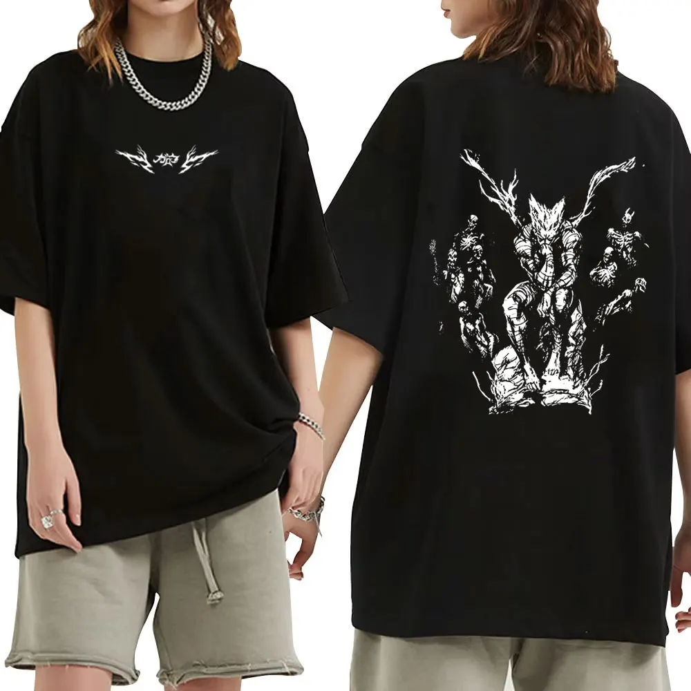 Hot Sale Anime One Punch Man Garou Double Sided Print T-shirt Men Women Manga High Quality Cotton T Shirts Male Fashion Tshirt