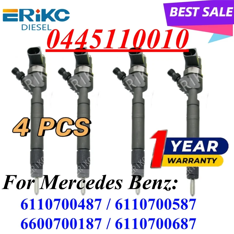 4PC 0445110010 CR Fuel Injector OEM 6600700187 6110700687 Engine Nozzle 0 445 110 010 For Mercedes Sprinter 0986435004