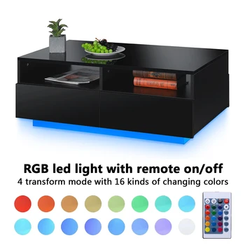 RGB LED Coffee Table High Gloss Simple Design Side Table for Living Room Furniture Tea Table Desks Home Storage Organzier 6