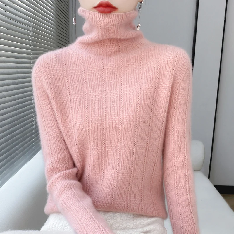 Autumn and winter new 100% merino sweater turtleneck knitted ladies high-end solid color long-sleeved warm cashmere sweater top