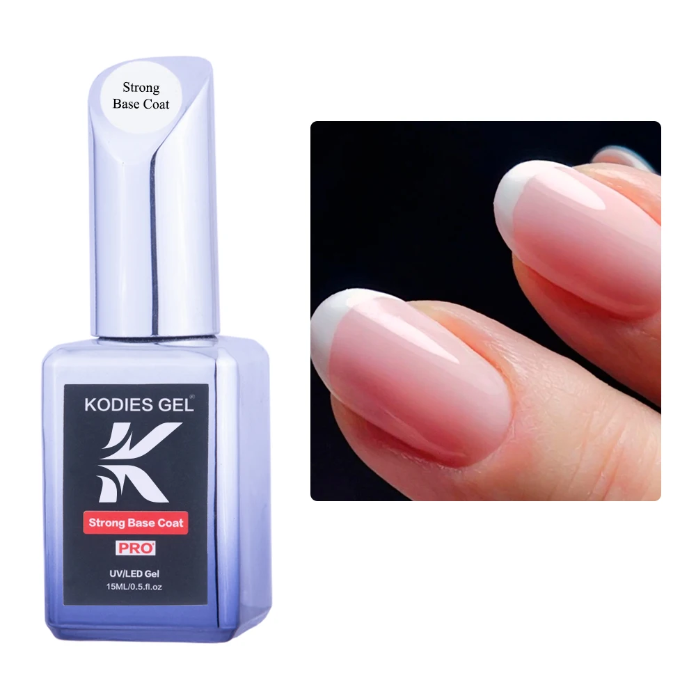 KODIES GEL Strong Base Coat Гель-лак для ногтей Праймер для ногтей Тональный крем 15 мл UV Новая формула Стойкий гель-лак для маникюра Nailart