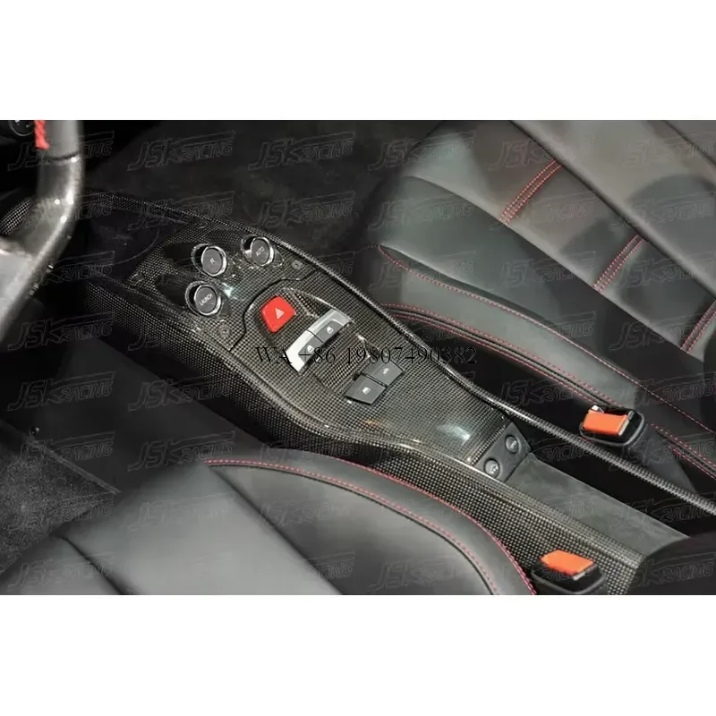 Wmwmnu Carbon Fiber Interior Gear Shift Surround Trim for 458 Italia Spider 2011-2013 Twill Weave 2pcs Auto