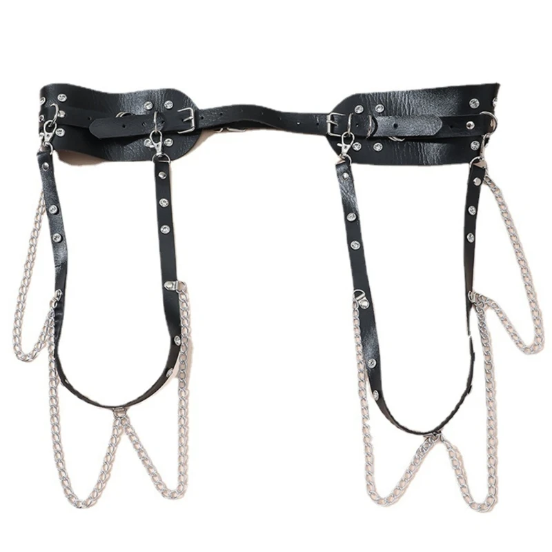 Harness Punk Wanita Y2k Harness Kulit Atasan Korset Underbust Push Up dengan