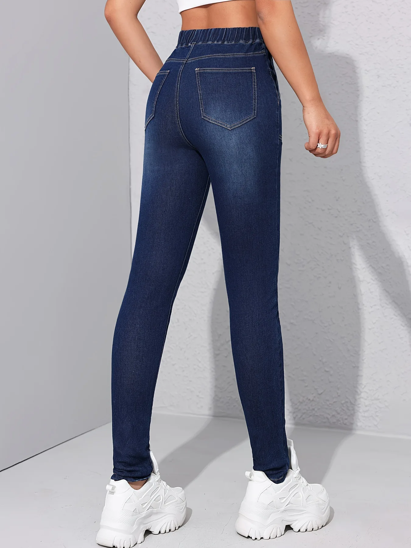 Damen Frühling und Herbst neue Mode elastische Taille Slim-Fit High Waist Jeans, eng anliegende Hose mit kleinem Bein, Bleistifthose Jeans