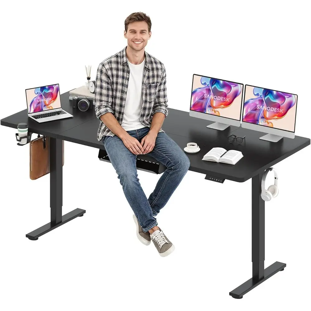 Electric Standing Desk 79 x 32 Inches, Height Adjustable Sit Stand with Large Splice Board Desktop or Home Oice, Computer Workst