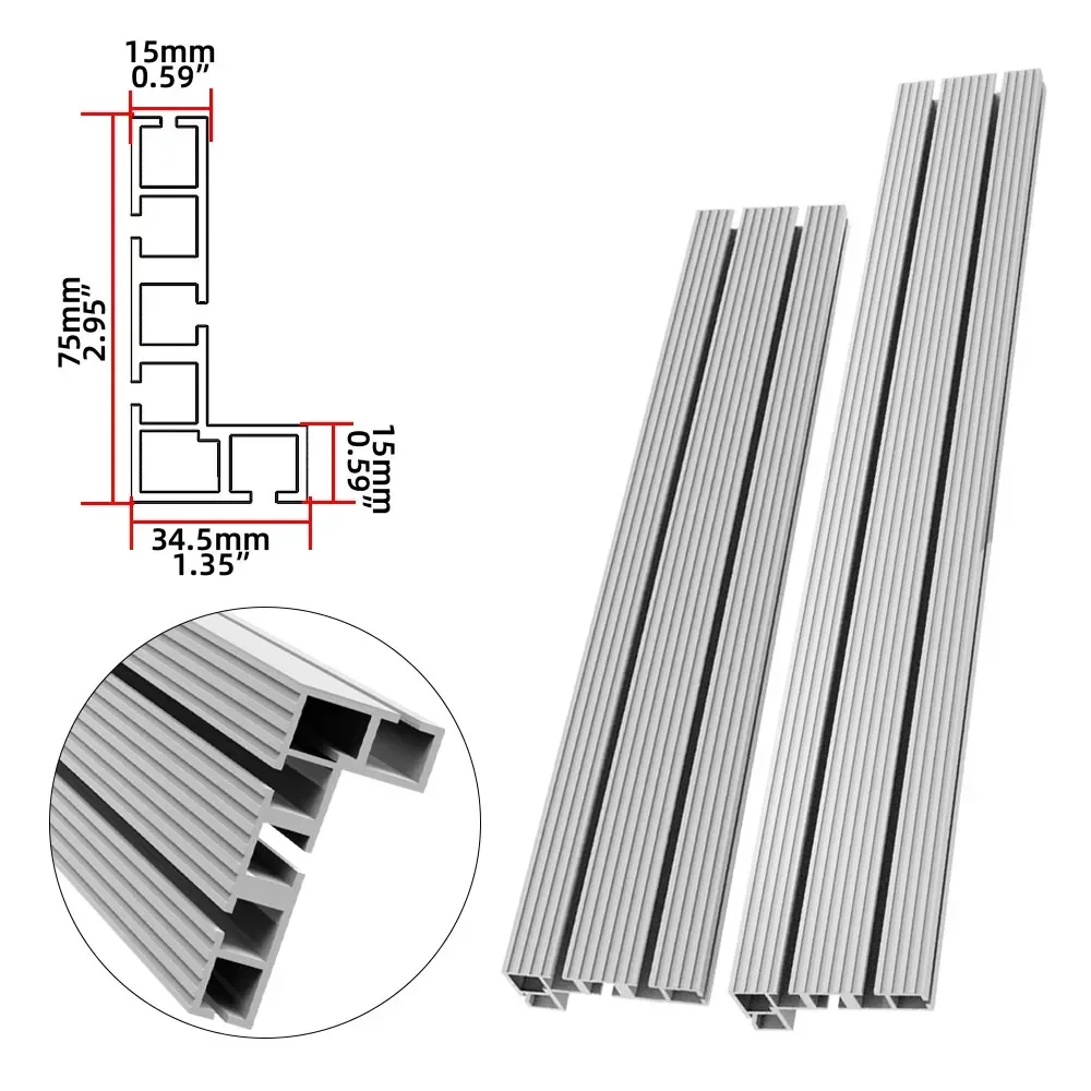 Valla de perfil de aluminio multipista, soporte deslizante con ranura en T, plantilla con ranura en T, pista de inglete para enrutador de carpintería y Sierra de mesa