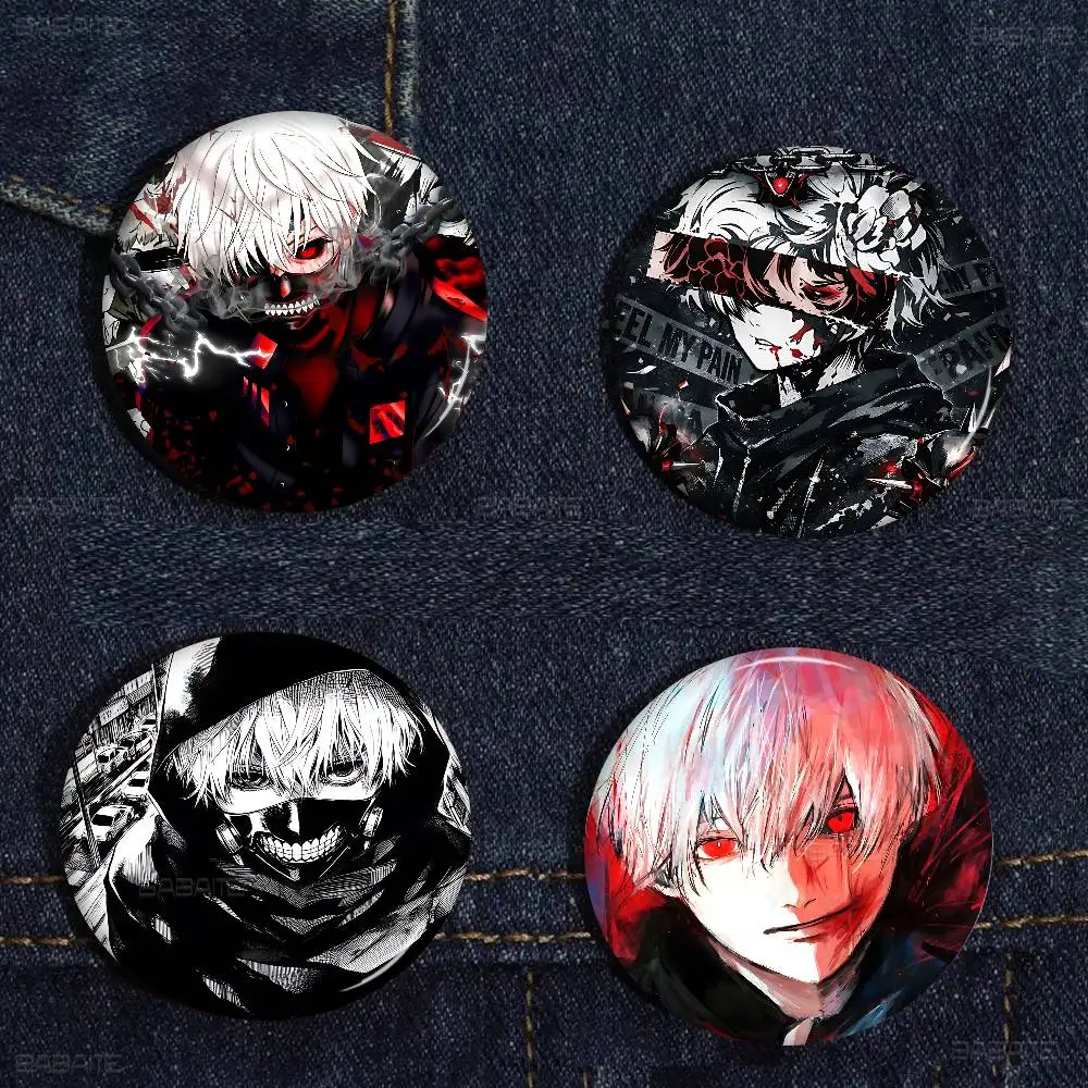 Anime Tokyo Ghoul Creative Pins Funny Faces Round Snap-in Brooch Badge Backpack Hat Accessories Jewelry Gifts