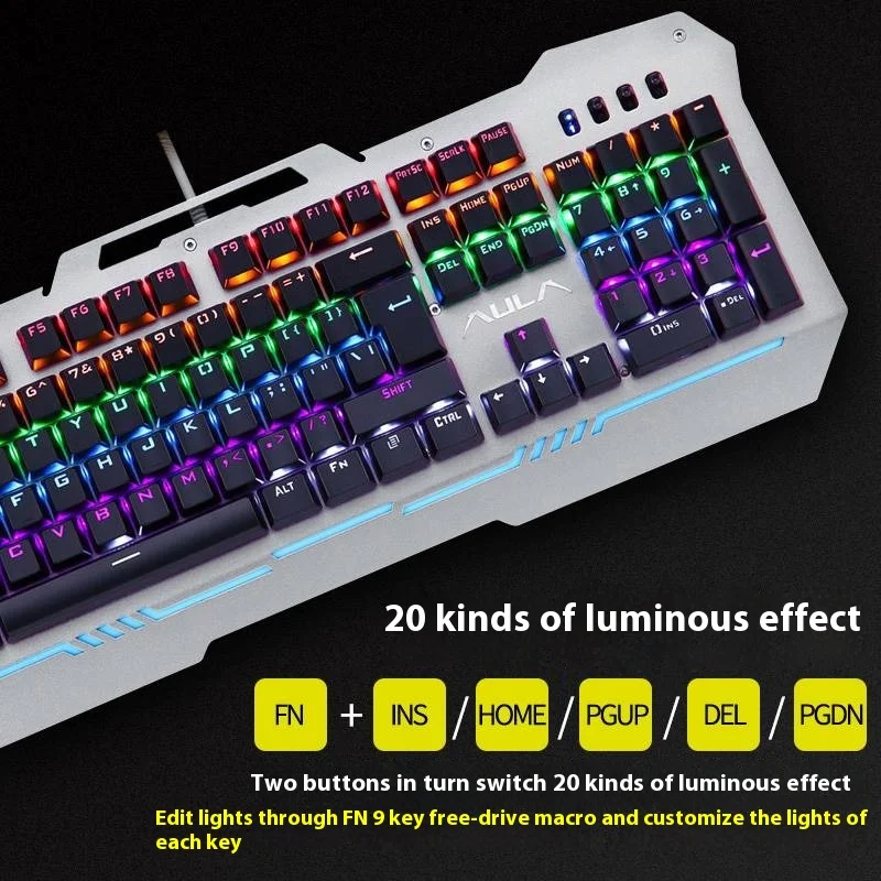 Aula Reaper Mechanical Keyboard 104 Full Key Hot Swappable Shaft Body Esports Gaming Wrist Pad Laptop Desktop Keyboard Mouse