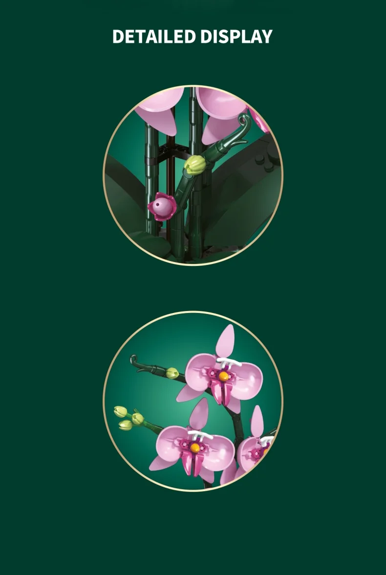 SEMBO Ewiger Blumenstrauß Bausatz MOC Rosen-Modell Bausteine Spielzeug Vase Heimdekoration Geburtstags-/Festtagsgeschenke – Detail 4