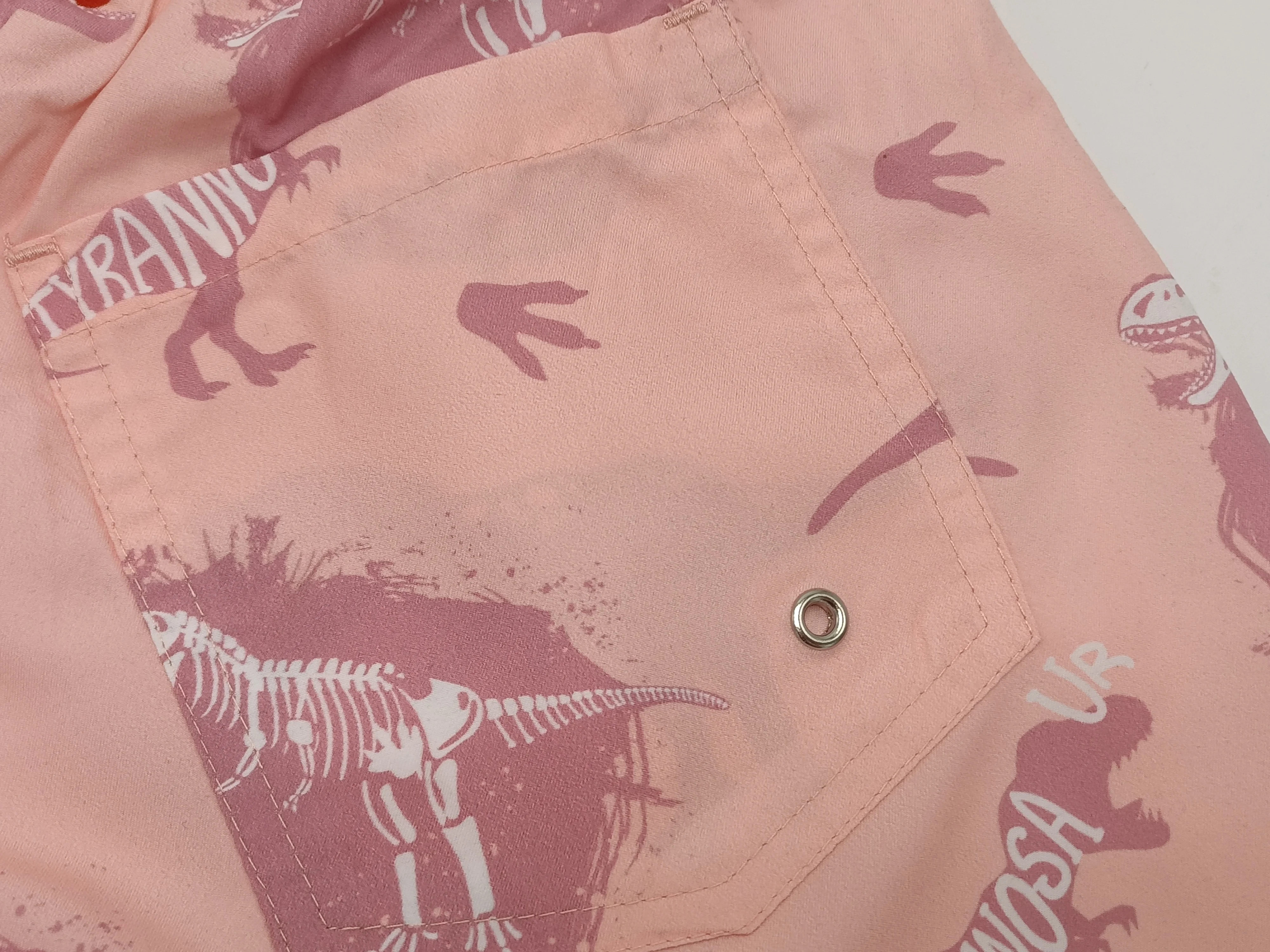 Men\'s Pale Pink Bottom Dinosaur Print Fashion Men\'s Beach Pants