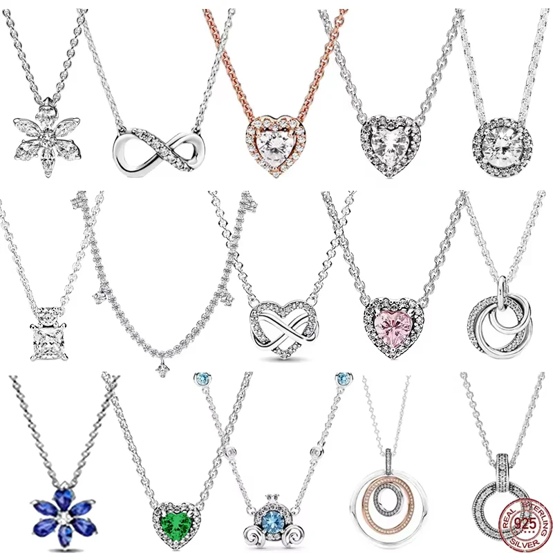 

Exquisite 925sterling silver heart-shaped round crystal zircon necklace snowflake pendant necklace charm jewelry girlfriend gift