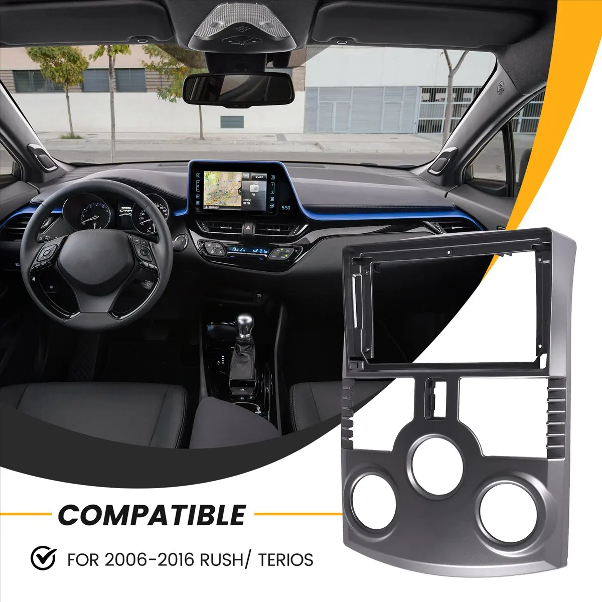 #50V Automotive Parts & Accessories,Car Radio Fascia for Toyota Rush/ Daihatsu Terios DVD Stereo Frame (Grey) view 5
