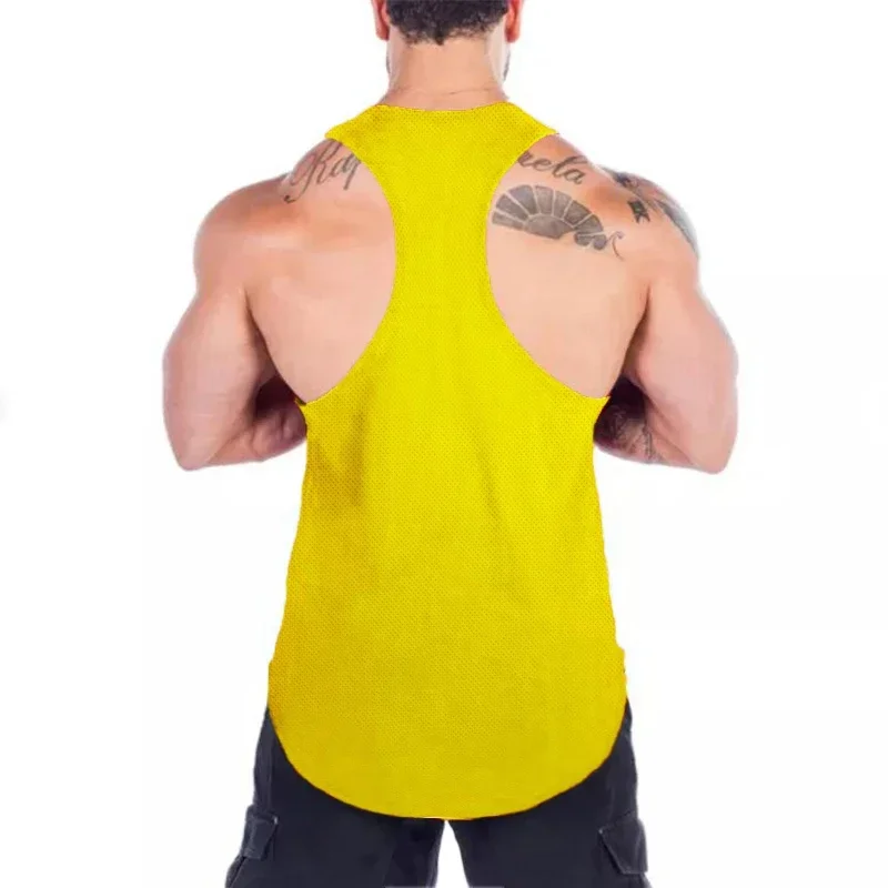 الصالة الرياضية كمال الاجسام اللياقة البدنية Y-الظهر تانك القمم الرجال كرة السلة رياضية الصيف شبكة سريعة الجافة تنفس سترات تجريب العضلات القمصان #2