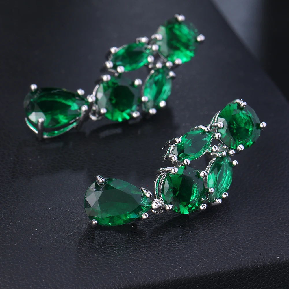 EMMAYA Gorgeous Green Cubic Zirconia Stud Earrings for Women Noble Wedding Party Earring Nice Birthday Gift Lady Fashion Jewelry