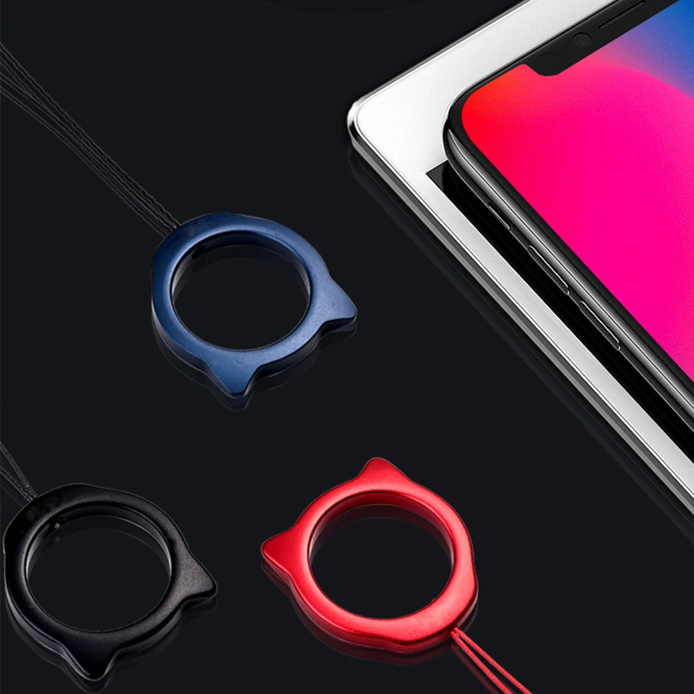 Super Light Aluminum Alloy Cute Finger Ring Phone Lanyards Strap Keychain Lanyard for Keys