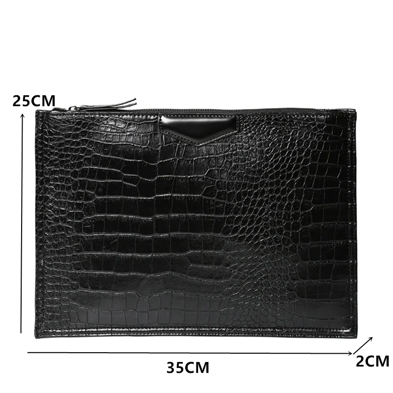 Pochette à motif alligator pour homme, sac à main de grande capacité, sac à bandoulière multifonctions initié, pocommuniste enveloppe, sac à