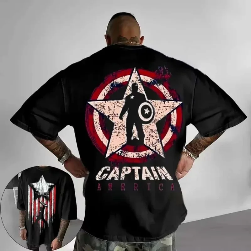 Camiseta de secado rápido para hombre con estampado de cómic retro de Captain America de Disney Marvel, 26 años, nueva moda