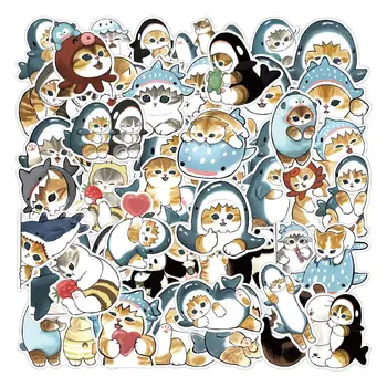 10/30/50PCS Carino Squalo Con Cappuccio Divertente Gatto Adesivi Decalcomanie Decorazione Valigia Scrapbooking Del Computer Portatile Del Telefono di Cancelleria giocattolo regalo