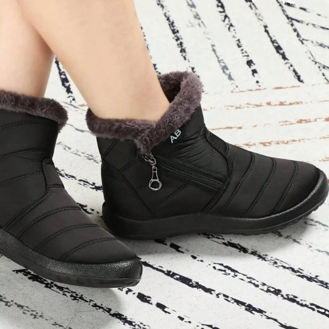 Women's casual sports shoes, mid-calf thick plush waterproof cotton boots, outer zipper cotton boots image 6