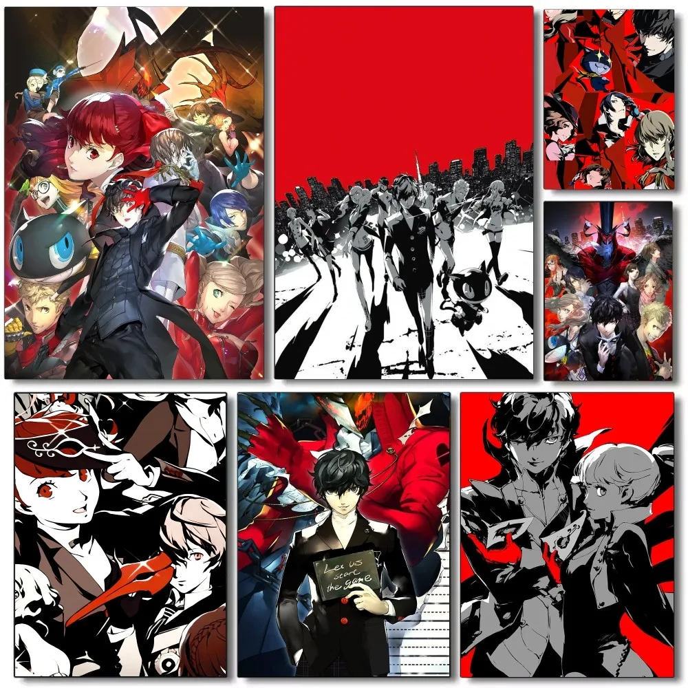 1pc Game Persona 5 Poster Self-adhesive Art Waterproof Paper Sticker Coffee House Bar Room Wall Decor