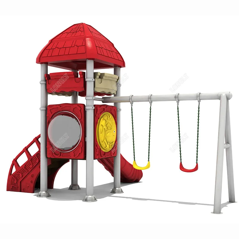 Small House Kids Slide with Swing Amusement Park Equipment Outdoor Playground