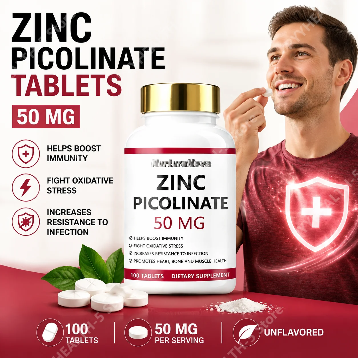 Zinc Supplement 50Mg - Таблетки пиколината цинка для антиоксидантной защиты,
