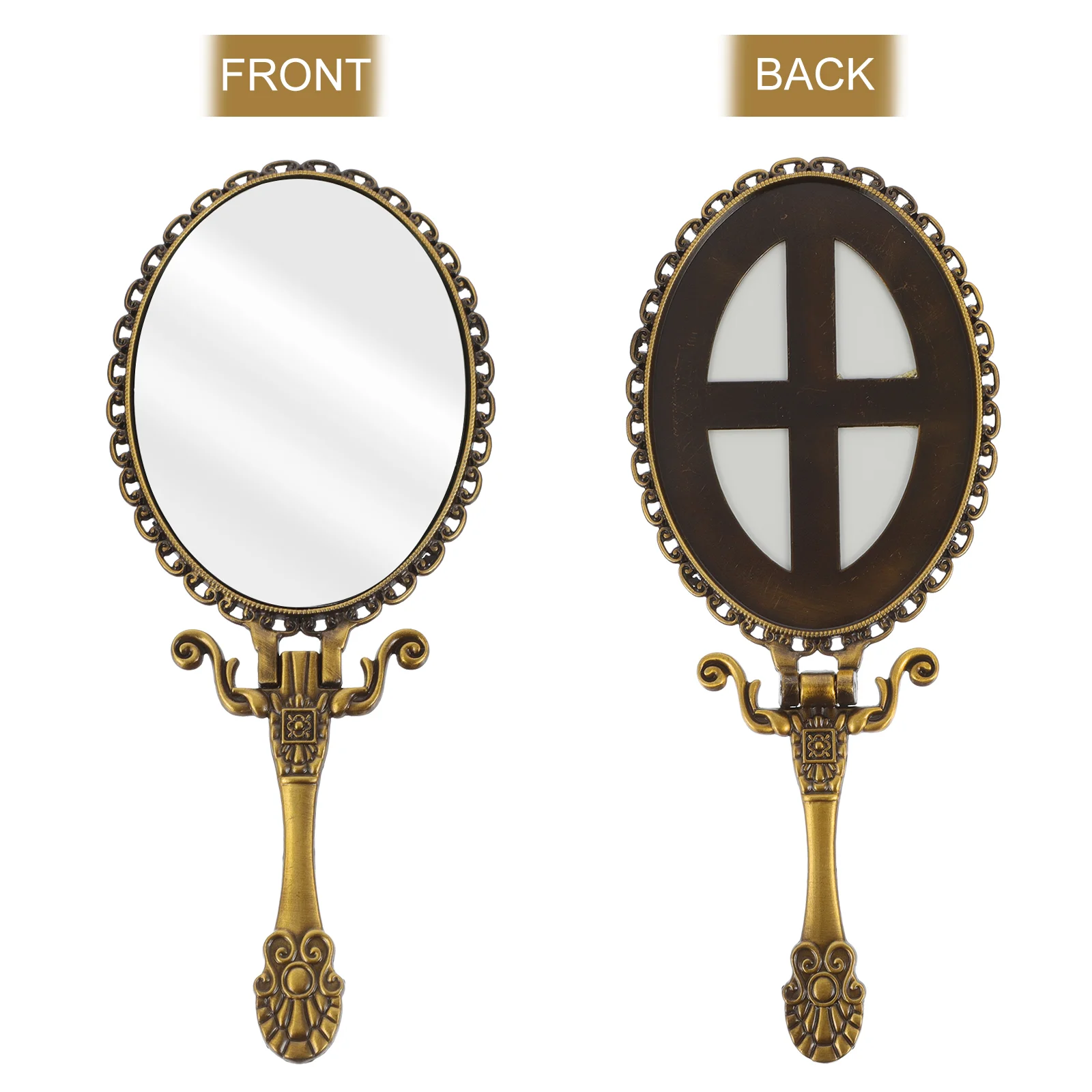 Mirror with Handle Table Top Vintage Compact Mirrors Retro Metal Handheld Portable Dressing